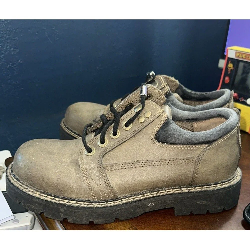Mens Utility Steel Toe Work Shoes Size 9 Taupe